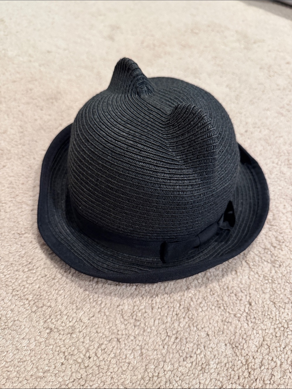 Claire’s Kids Black Cat-Ear Straw Hat - Cute Sun Hat for Children